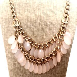 Etc! Gold Tone Pale Pink Beaded Double Strand Necklace
